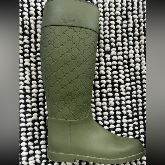 Gucci Shoes - Gucci authentic green rain boots woman shoes GG